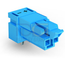 Socket for PCBs, angled, 2-pole, blue