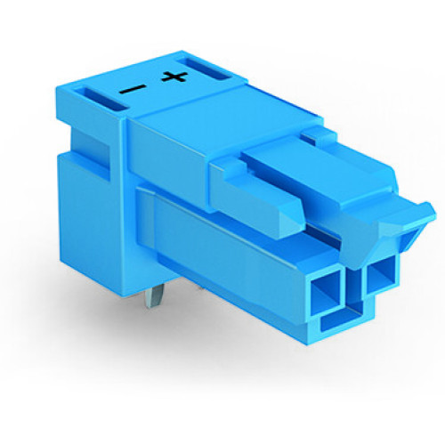 Socket for PCBs, angled, 2-pole, blue