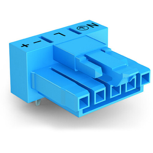 Socket for PCBs, angled, 5-pole, blue