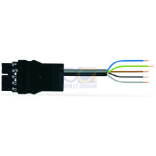 pre-assembled connecting cable, Eca, Plug/open-ended, black