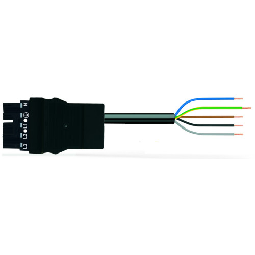 pre-assembled connecting cable, Eca, Plug/open-ended, black