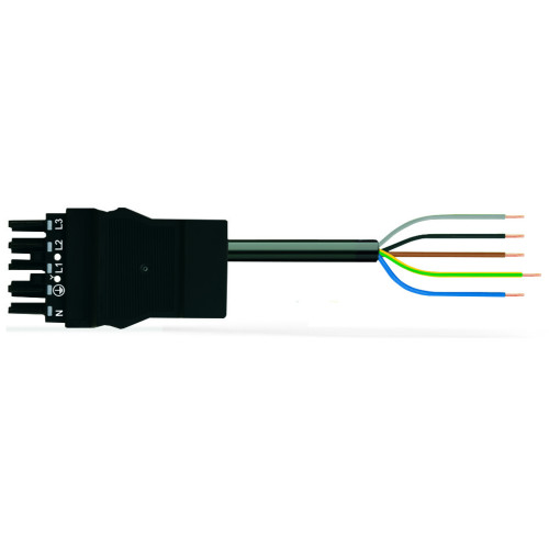 pre-assembled connecting cable, Eca, Socket/open-ended, black