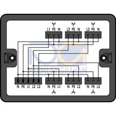 Distribution box, Three-phase to single-phase current (400 V/230 V), 1 input, black
