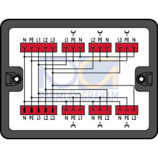Distribution box, Three-phase to single-phase current (400 V/230 V), 1 input, black