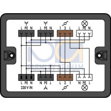 Distribution box, Two-way circuit, 1 input, black