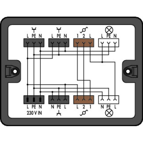 Distribution box, Two-way circuit, 1 input, black