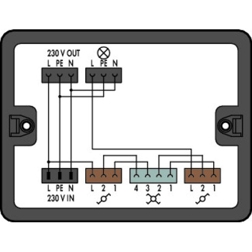 Distribution box, Crossover switching, 1 input, black