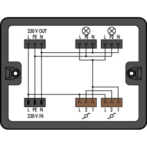 Distribution box, Two-way circuit, 1 input, black