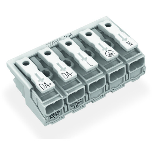 Lighting connector, push-button, external, without ground contact, white