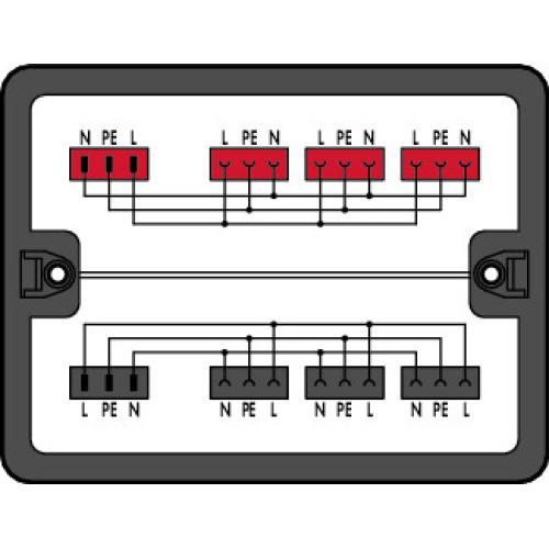 Distribution box, Single-phase current (230 V), 2 inputs, black