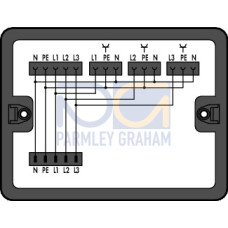 Distribution box, Three-phase to single-phase current (400 V/230 V), 1 input, black