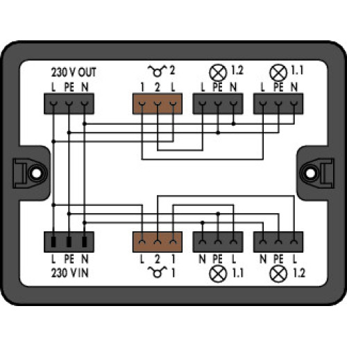 Distribution box, Series switching, 1 input, black