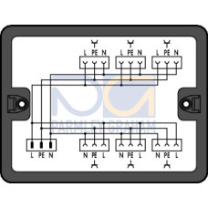 Distribution box, Single-phase current (230 V), 1 input, black