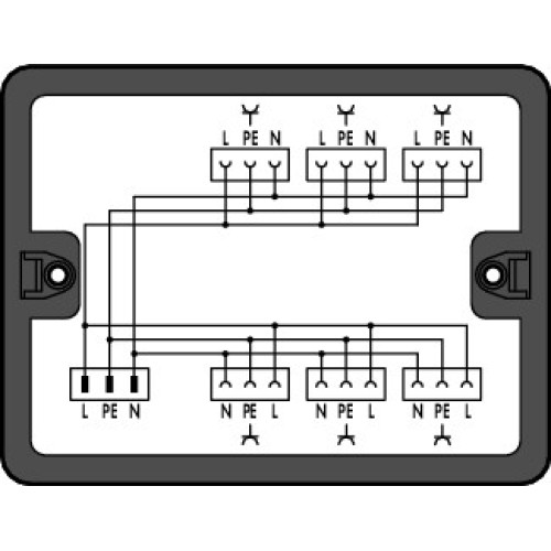 Distribution box, Single-phase current (230 V), 1 input, black