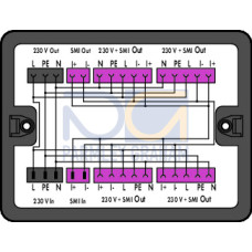 Distribution box, 230 V + SMI, 2 inputs, black