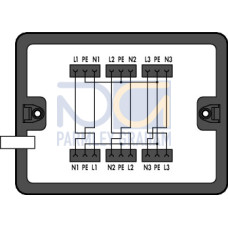 Distribution box, supply cable entry, 6 outputs, black