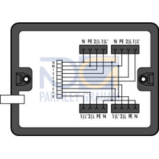 Distribution box, supply cable entry, 4 outputs, black