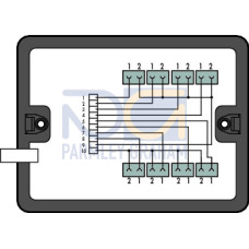 Distribution box, supply cable entry, 8 outputs, black
