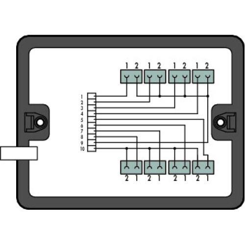 Distribution box, supply cable entry, 8 outputs, black