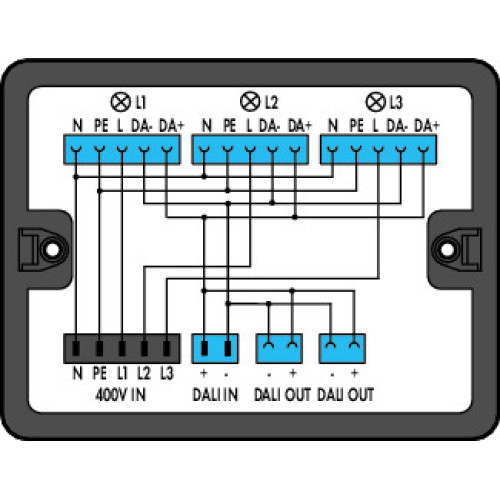 Distribution box, 400 V + DALI, 2 inputs, black