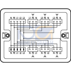 Distribution box, Three-phase to single-phase current (400 V/230 V), 1 input, white
