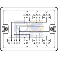 Distribution box, Three-phase to single-phase current (400 V/230 V), 1 input, white