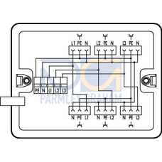 Distribution box, Three-phase to single-phase current (400 V/230 V), supply cable entry, white