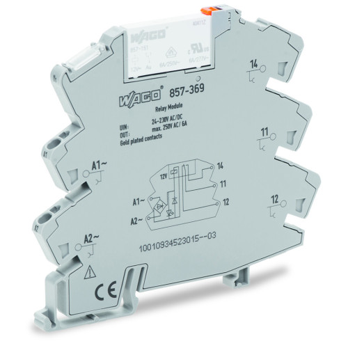 Socket with miniature switching relay 230 VAC/VDC 3.5 mA Relay with 1 changeover contact (1u) with gold contacts for normal switching power