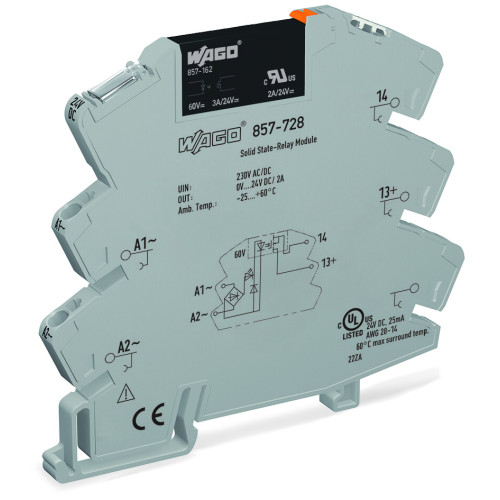 Solid-state relay module, Nominal input voltage: 230 V AC/DC, Output voltage range: 0  30 VDC, gray