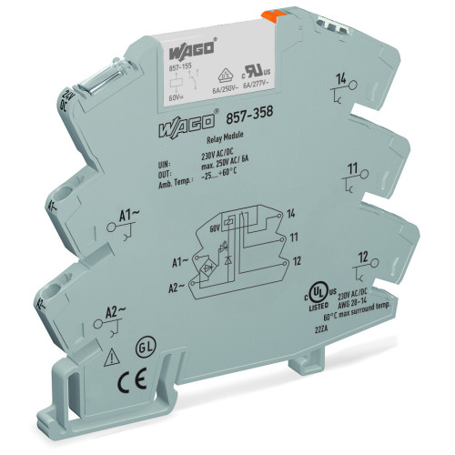 Relay module, Nominal input voltage: 230 V AC/DC, 1 changeover contact, Limiting continuous current:
