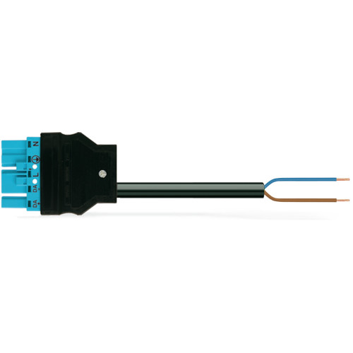 pre-assembled connecting cable, Eca, Plug/open-ended, blue