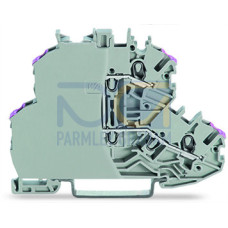 Double-deck terminal block, 4-conductor through terminal block, with end plate, gray