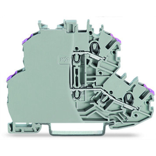 Double-deck terminal block, 4-conductor through terminal block, with end plate, gray