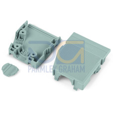 Strain relief housing, for female and male connectors, 2 parts, gray