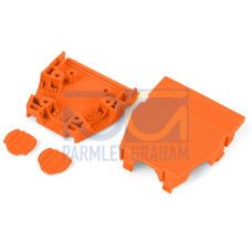 Strain relief housing, for female and male connectors, 2 parts, orange