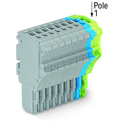 1-conductor female connector, Push-in CAGE CLAMP&reg;, 1.5 mm&sup2;, gray/blue/green-yellow