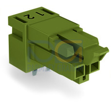Socket for PCBs, angled, 2-pole, light green