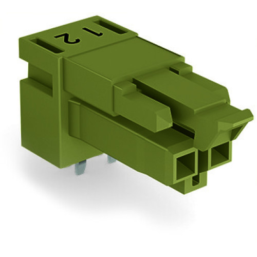 Socket for PCBs, angled, 2-pole, light green