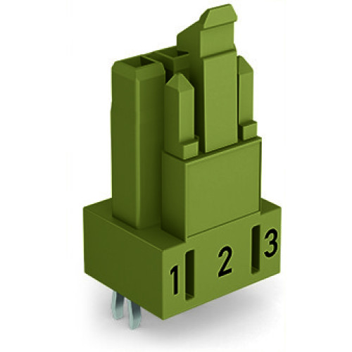 Socket for PCBs, straight, 3-pole, light green