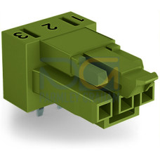 Socket for PCBs, angled, 3-pole, light green