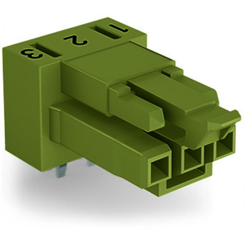 Socket for PCBs, angled, 3-pole, light green