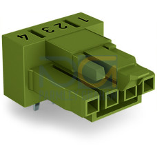 Socket for PCBs, angled, 4-pole, light green