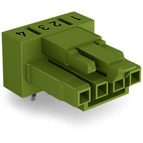 Socket for PCBs, angled, 4-pole, light green