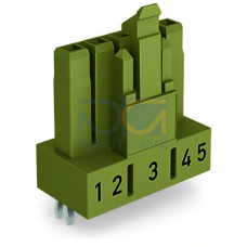Socket for PCBs, straight, 5-pole, light green