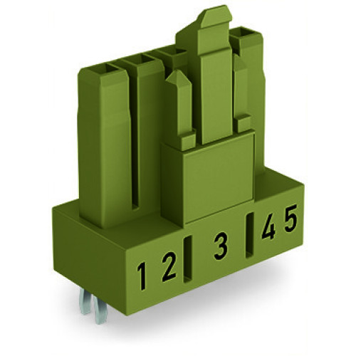 Socket for PCBs, straight, 5-pole, light green