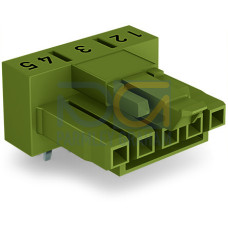 Socket for PCBs, angled, 5-pole, light green