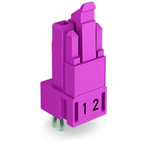 Socket for PCBs, straight, 2-pole, pink