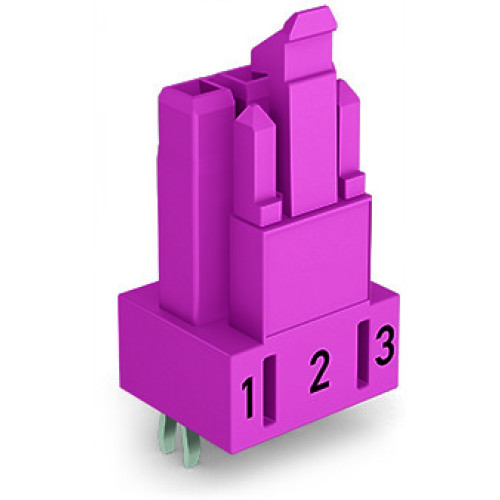 Socket for PCBs, straight, 3-pole, pink