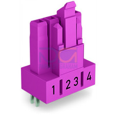 Socket for PCBs, straight, 4-pole, pink