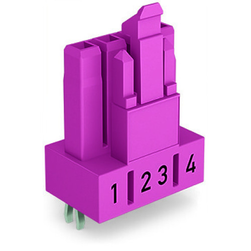 Socket for PCBs, straight, 4-pole, pink